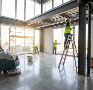Super Sanitation post construction cleaning Crew members in Langley