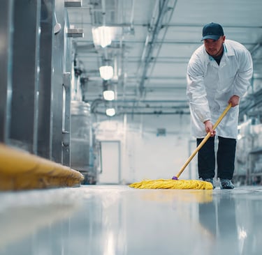 Super Sanitation staff performing sanitation services in food plant in Abbotsford.