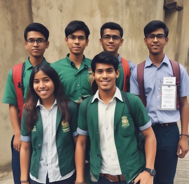 Group photo with partners from universities in the UK, Australia, and Malaysia during a recruitment event in Dhaka.