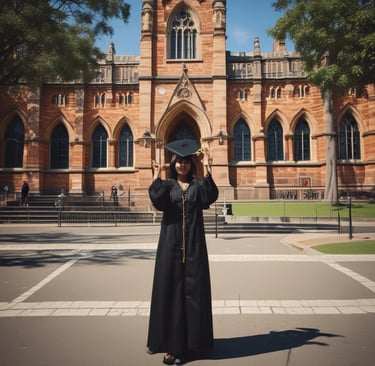 Picture of a smiling student holding an acceptance letter from a US university, with Migration BD branding visible.