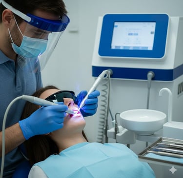 Cirurgia com laser azul para procedimentos bucomaxilofaciais de alta precisão