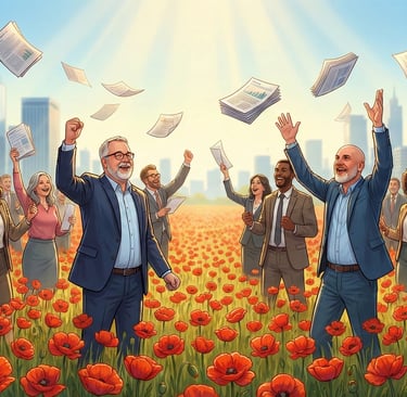 a man in a suit and tie is throwing papers in the air