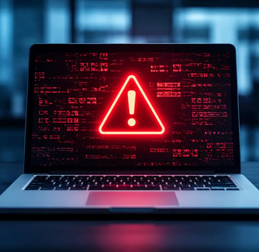 Laptop showing website error warning, emergency website fix in London UK