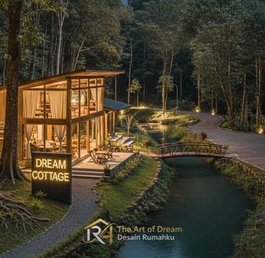 Desain sebuah villa kayu OAK modern beratap datar