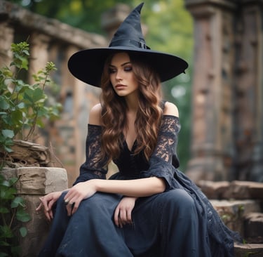 Moody shot of a model wearing a satirical gothic jacket from the Coven Collection, standing in a shadowy alley.