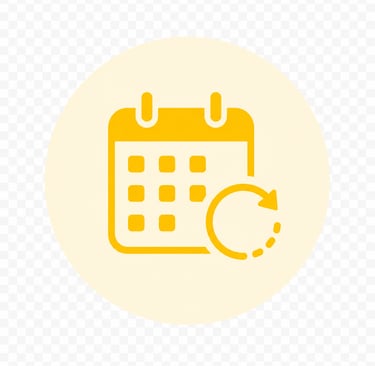 calendar with an arrow and circle meaning our services are very flexible and reliable in the yarra ranges, yarra valley