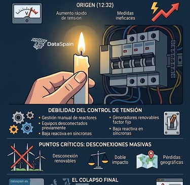 Infografía del Gran Apagón de 2025 en España: Anatomía y Causas del Colapso