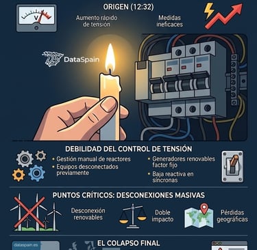 Infografía del Gran Apagón de 2025 en España: Anatomía y Causas del Colapso