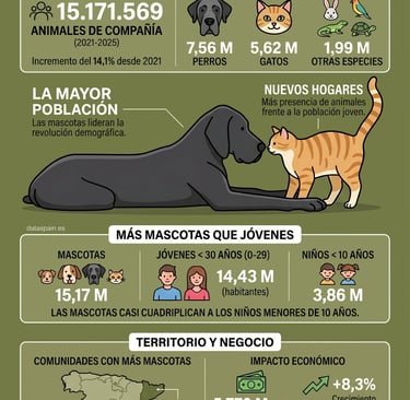 Infografía del Censo de mascotas en España: Datos y revolución demográfica