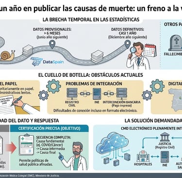 Infografía del Retraso en Estadísticas de Mortalidad en España