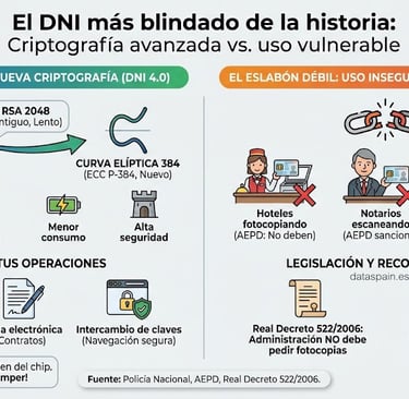 Infografía del DNI 4.0 con Criptografía de Curva Elíptica y el riesgo de las fotocopias
