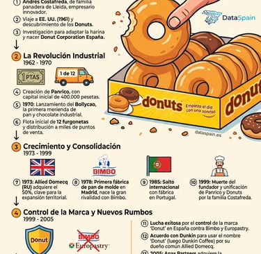 Infografía de la Historia de Panrico y Donuts en España