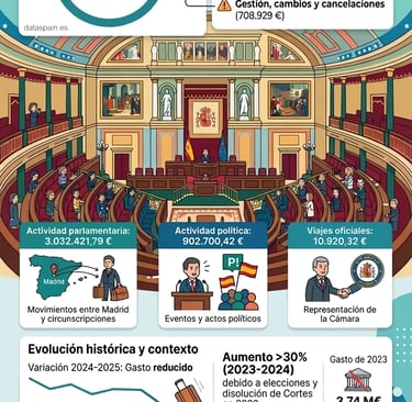 Infografía del Gasto en Viajes del Congreso 2025: ¿Cuánto cuesta mover a los Diputados?