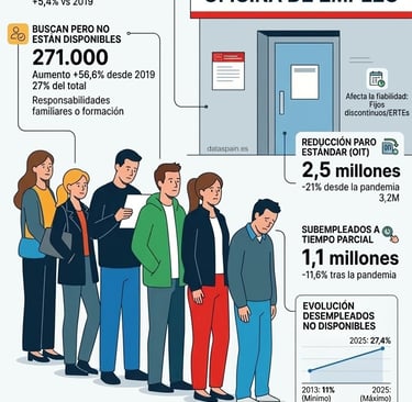 Infografía de la Holgura Laboral en España 2025: Análisis del Paro Oculto e Inactivos