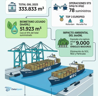 Infografía del Puerto de Algeciras: Green Energy Hub y líder en bioGNL