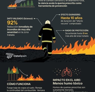 Infografía de las quemas controladas en España: Prevención de incendios forestales