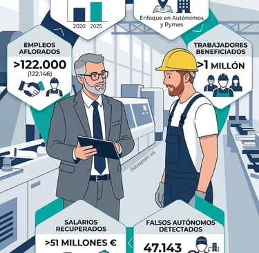 Infografía de la Inspección de Trabajo: Récord de actuaciones y empleos aflorados en España en 2025