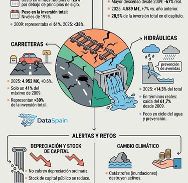 Infografía de la Crisis de Inversión en Infraestructuras en España: Regreso a 1995