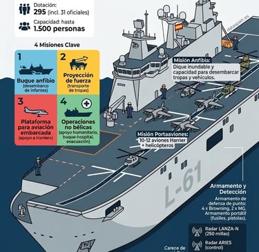 Infografía del LHD Juan Carlos I (L-61): El Buque Insignia de la Armada Española