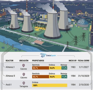 Infografía del Mapa Nuclear de España: Fechas de cierre