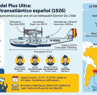 Infografía del Vuelo del Plus Ultra (1926): 100 años del Primer Puente Aéreo Transatlántico