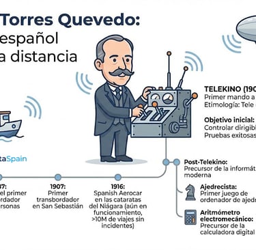 Infografía de Leonardo Torres Quevedo, inventor del mando a distancia