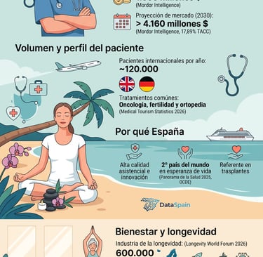 Infografía del turismo de salud en España: Datos de crecimiento y longevidad