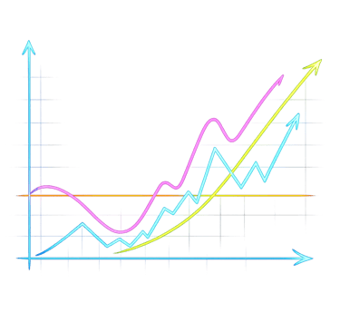 A glowing financial line graph showing positive growth trends and business success data on a black background.