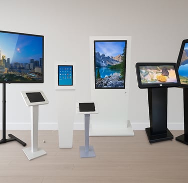 Equipamentos Publigames. Totens, Tablets e TVs