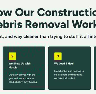 a website page with a picture of a construction worker's workbench