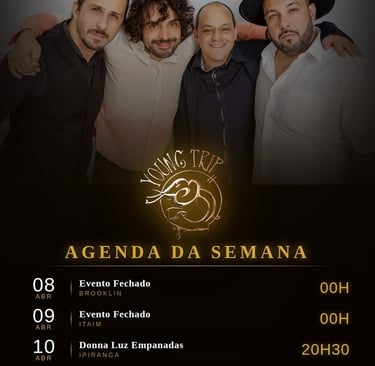 Banda Young Trip tocando rock ao vivo no Dona Luz Empanadas no Ipiranga com público animado