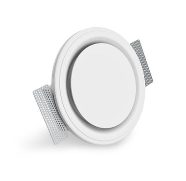 ERGOVENT RONDO round frameless gypsum diffuser product view showing spring mounting clips
