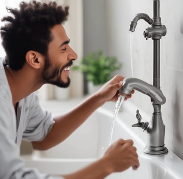 A family enjoying clean water from their kitchen faucet.
