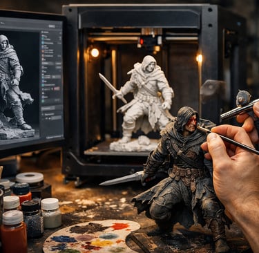 El yapımı 3D figür üretim süreci, tasarımdan 3D baskıya ve el boyamasına kadar