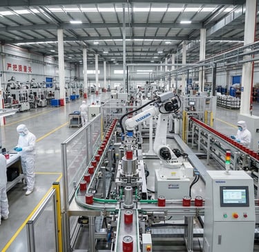 Modern Chinese automotive filter factory automated production line with quality control inspection stations