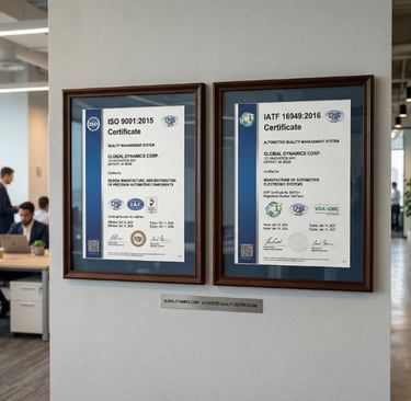 ISO 9001 IATF 16949 certification certificates for automotive oil filter quality management system