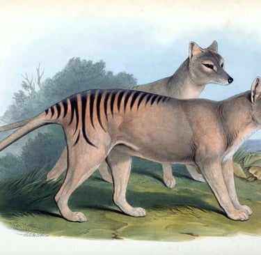 a drawing of a Tasmanian Tiger