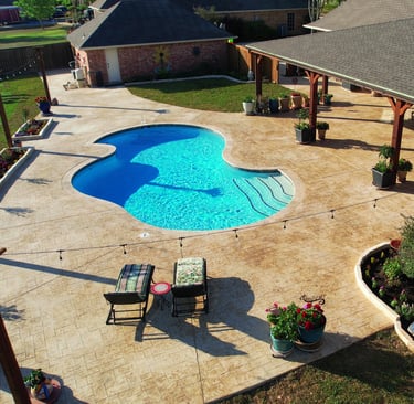 Pool with Patio Aerial View