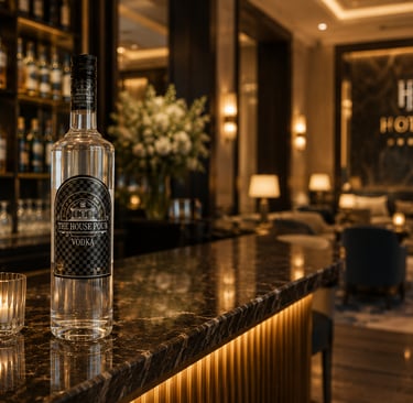 The House Pour Vodka in een luxe hotelbar – premium vodka voor hotels, hotelbars en hospitality loca
