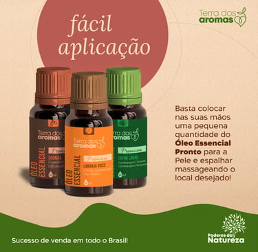 Peça de comunicação para lançamento da linha de óleos essencias da Poderes da Natureza