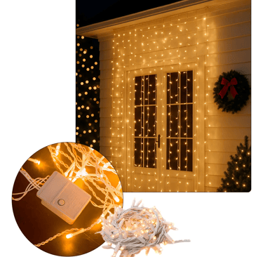 Cascata 400 Leds Natal 8 Funções 110/220v Colors 10 Metros 8 Funções Branco Quente