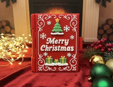 Christmas book playset with removable Santa Claus, and Christmas themed items