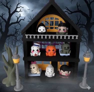 Halloween playset with cute chibi mini figures