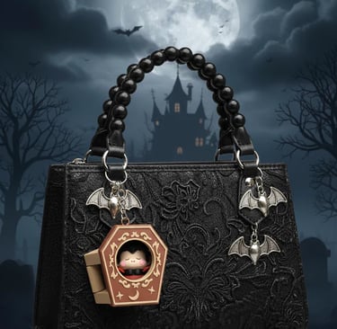 articulated vampire mini figure in coffin keychain