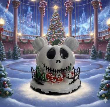 Nightmare before Christmas-Mickey Mouse with snowman, candy canes and Christmas trees