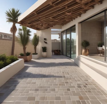 An elegant outdoor space featuring Evergres outdoor tiles.
