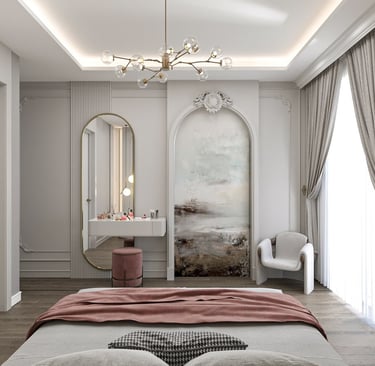 Konut M Antalya yatak odası ve makyaj alanı iç mimari tasarımı-La Féra Interior Design