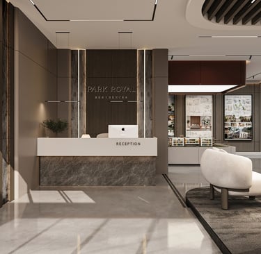 Antalya Park Royal Residences resepsiyon alanı iç mimari tasarımı-La Féra Interior Design