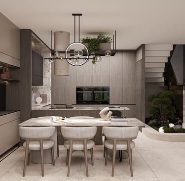 Villa T Antalya mutfak ve yemek alanı iç mimari tasarımı-La Féra Interior Design