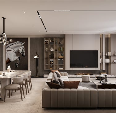 Villa T Antalya salon ve yemek alanı iç mimari tasarımı-La Féra Interior Design